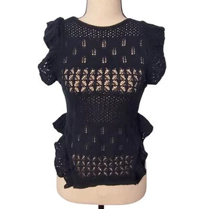 Blusa negra tejida a crochet de Zara - Talla XS - Imagen 1 de 5