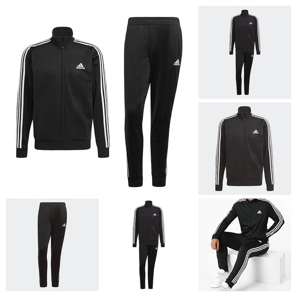 adidas Essentials Mens size 2XL Track Suit GK9651 Jacket & Pants Black/White 3-S