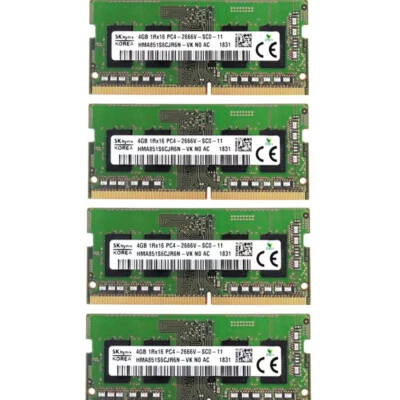 New Hynix 16GB (4X4GB) DDR4 2666MHz PC4-21300 SODIMM Memory Ram HMA851S6CJR6N-VK - Image 1 of 4