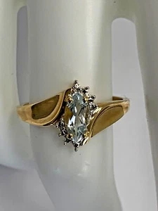 10k YELLOW GOLD GENUINE aquamarine ring 1.6GR estate womens - Picture 1 of 6