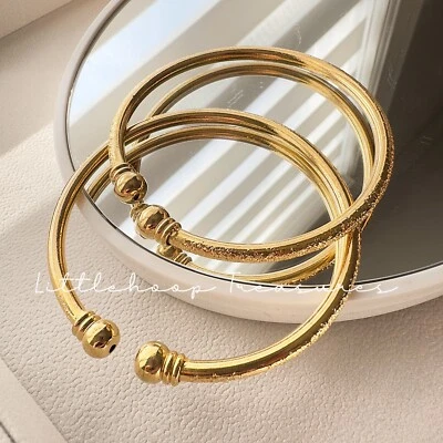Brazaletes rellenos de oro para mujer 2 piezas | Brazaletes ajustables | Brazalete relleno de oro de 18 quilates Foto 1 de 4