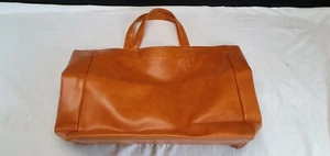 Large Orange Leatherette Tote Bag 15.5" W x 5" D x 13" Top & 19" Top of Handle - Picture 1 of 9