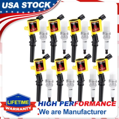 Spark Plugs SP493 & 8 Pack Ignition Coils DG508 For Ford F-150 Lincoln 4.6L 5.4L - Image 1 of 4