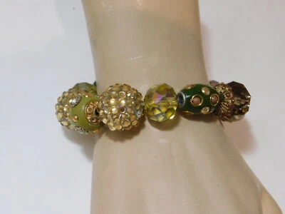   Pulsera elástica gruesa con cuentas de cristal esmalte estrás 8 g 60 Foto 1 de 4