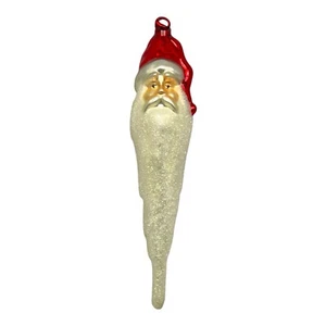 Santa Icicle Christmas Ornament Hand Blown Mercury Glass Holiday - Picture 1 of 8