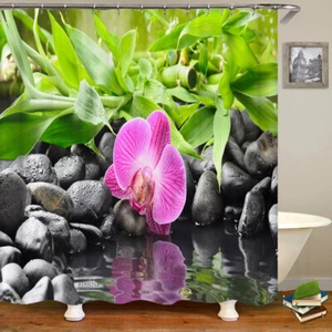 Luxurious Bamboo Waterfall Shower Curtain Waterproof Mildewproof For Elegant - Picture 1 of 29