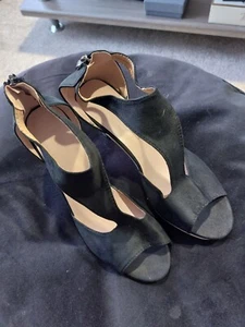 New Womens Low Mid Heel Sandals Ladies Strappy Peep Toe Shoes Size 38 (5 UK) - Picture 1 of 4