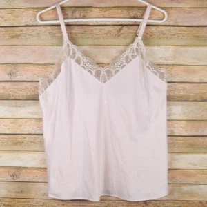 Flora Nikrooz Womens L Pale Pink Satin Gabby Vneck Lace Cami Camisole Tank Sleep - Picture 1 of 4