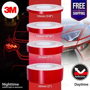 3/8" 9/16" 1" 2" Waterproof REFLECTIVE Stripe Vinyl 3M Decal Tape Stickers RED - Picture 1 of 15
