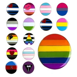 LGBTQ PRIDE FLAG PIN 1" Round Gay Lesbian Bisexual LGBT Lapel Hat Tie Tack Badge - Picture 1 of 26