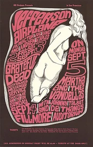 MINT Grateful Dead Jefferson Airplane 1966 BG 26 Fillmore Poster - Picture 1 of 1