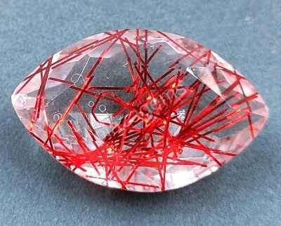 80.20 CT Marquise Red Rutilated Quartz Certified Transparent Loose Gems 5MRS - Image 1 of 4