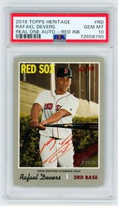 RAFAEL DEVERS 2019 Topps Heritage Red Ink Real One Auto Autograph /70 PSA 10 Gem