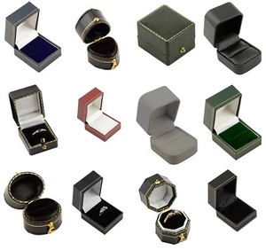 Scatole ad anello in pelle scamosciata di lusso colore a scelta alta qualità scatole ad anello di fidanzamento - Foto 1 di 16