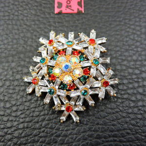 Betsey Johnson Exquisite Crystal Snowflake Charm Rhinestone Women Brooch Pin