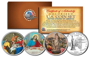JESUS Nativity - Last Supper - Resurrection Colorized State Quarters 3-Coin Set - Picture 1 of 1
