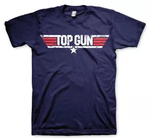 T-shirt Top Gun Distressed Logo maglia Uomo Blu Navy ufficiale by Hybris - Imagen 1 de 1