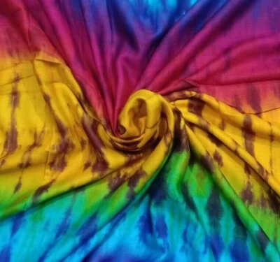 100%COTTON Multi Rayon Shibori 10 Yard FABRIC Light Weight Dressmaking Material - Image 1 of 2