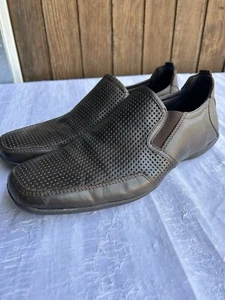 Croft Mens Brown Leather Flat Shoes Slip On Dress Shoe Size Eu 42 FAST POST - Picture 1 of 11