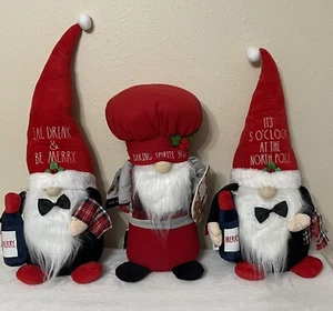 Rae Dunn Christmas Holiday Weighted Gnome Plush Decor Set Of 3 - Picture 1 of 6