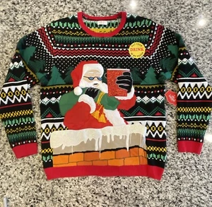 Ugly Christmas Santa Sweater PUT YOUR DRINK IN MY POUCH XL 46-48 NEW #G47 - Picture 1 of 10