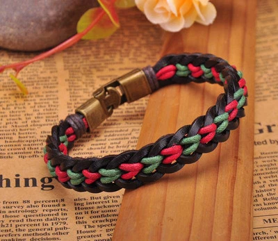 G205-02b Surfer Hecho a Mano Cáñamo y Cuero Trenzado Pulsera Brazalete Hombre Nuevo Foto 1 de 4