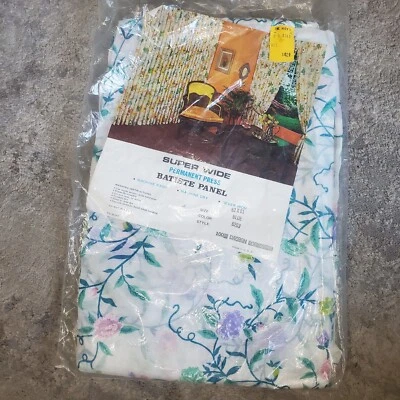 NEW Vintage Super Wide Permanent Press Batiste Panel Curtain Floral 62 X 81 - Image 1 of 3