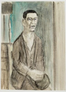 Leslie Duxbury A.R.C.A. (1921-2001) Zeichnung mit Gouache. Älterer Mann - Bild 1 von 6