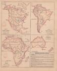 1886 WARREN'S SCHOOL ATLAS-HOW TO DRAW MAP OF NORTH & SOUTH AMERICA, AFRICA