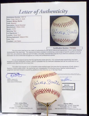 MICKEY MANTLE HOF Signed Autograph Wilson Baseball Yankees SWEET SPOT JSA 💎 LOA - Image 1 of 4
