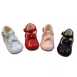 NEW SEVVA BABY-INFANT SPANISH STYLE T-BAR BOW PRAM-FIRST WALKING-PARTY SHOES  - Picture 1 of 8