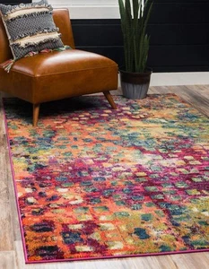 Jardin Collection Colorful, Vibrant, Abstract, Modern Area Rug, 4 x 6 ft, Mul... - Picture 1 of 9