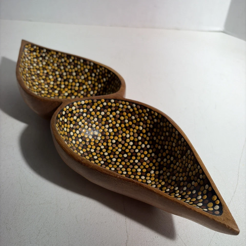 Tazón de madera tallado a mano estilo moderno de mediados de siglo llaves de baratija plato porta monedas Foto 1 de 4