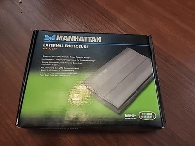 NEW Manhattan 130042 Drive Enclosure with Built-in USB Cable 2.0 Enc 2.5in SATA - Image 1 of 2