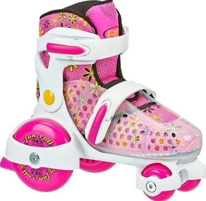 RD Roller Derby Ragazze Fun Roll Rosa/Bianco Pattino a Rullo Regolabile Adatto Taglia 7-11 - Foto 1 di 15