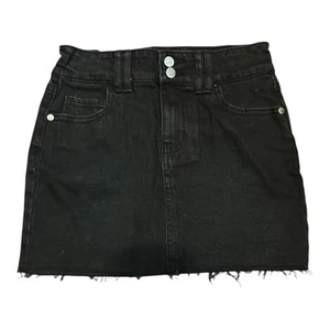 Art Class Girls Target Size 8 Medium Denim Skirt Black Pockets Frayed Hem - Picture 1 of 3