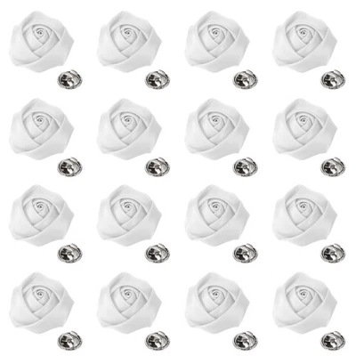 Pin de solapa rosa de 16 piezas, boutonnieres de flores para hombre de 2 pulgadas, blanco Foto 1 de 4