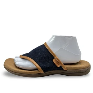 Sandalias de tanga Taos para mujer azul oscuro de lona talla 10 cómodas deslizables informales - Imagen 1 de 11