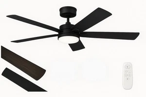 Regair Ceiling Fan, Electric, Black, 52 Inch, Model 52-DY1170A Remote - Picture 1 of 3