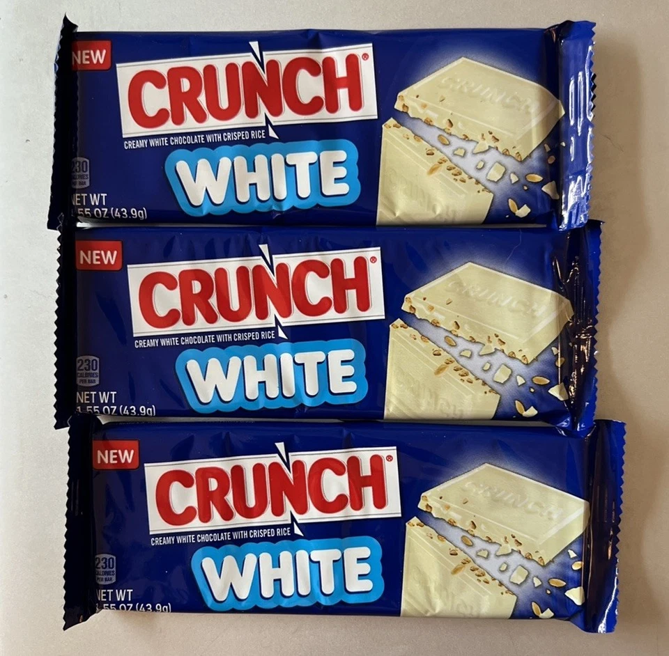 Barra blanca crujiente 1,55 OZ cada lote de 3 chocolate blanco cremoso con arroz crujiente Foto 1 de 4