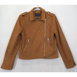 Blu Pepper Moto Jacke Damen M camelbraun Wildlederimitat gefüttert Reißverschluss Herbst Lagenlook - Bild 1 von 10