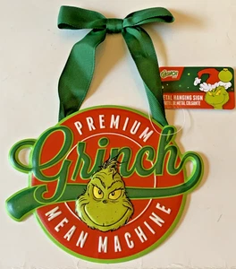 RUZ NEW 2025 GRINCH Mini Metal "PREMIUM MEAN MACHINE" Hanging Sign/Ornament - Picture 1 of 2