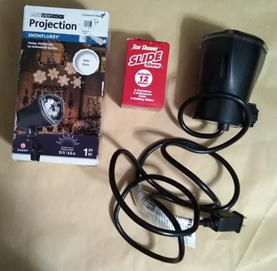 Gemmy White LED Lightshow Snowflurry 6 Christmas 2 Halloween 4 Holiday Slides - Image 1 of 4