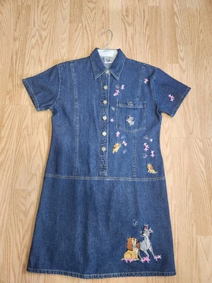 Disney Lady & the Tramp Womens Size S Denim Blue Collared short button teacher - Image 1 of 4
