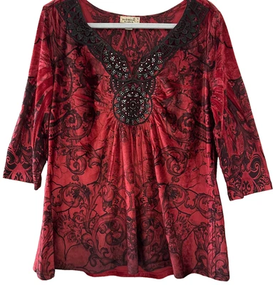 Top capricho terciopelo vintage y2k años 2000 One World talla 1X Foto 1 de 4