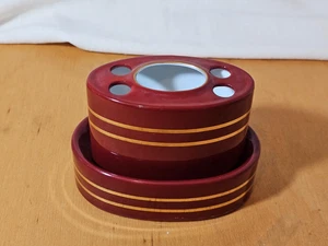 Mikasa Laslo 1980s Bathroom Set – Oxblood Red Toothbrush Holder & Soap Dish - Picture 1 of 7