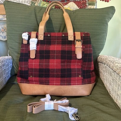 Equipaje de mano LL Bean rojo lana a cuadros o viaje de un día Foto 1 de 4