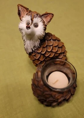 Candelabro Fox aspecto cono de pino resina 6"" votivo/tealight Foto 1 de 4