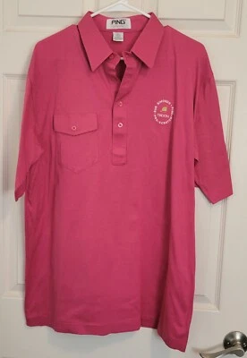 Polo Ping Hombres Grande Rosa Simonds Troon Logo Bordado Manga Corta Y2K Suelto  Foto 1 de 4