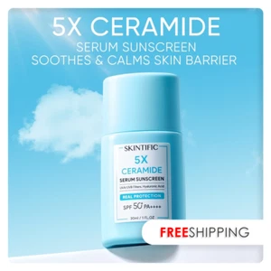 SKINTIFIC 5X Ceramide Serum Face Sunscreen SPF50 PA++++ Light Moisturizing Fluid - Picture 1 of 8
